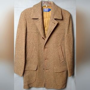 Pendleton Vtg Tweed Plaid Check Wool Mens Overcoat